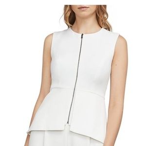 BCBGMAXAZRIA Zip-Front Peplum Top